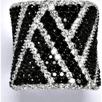 Prsten Stříbrný prsten s čirými a černými zirkony,prsten ze stříbra,váha 16,73 g