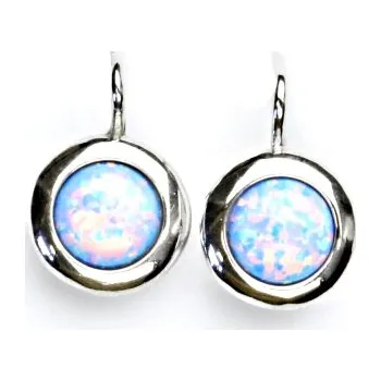 Náušnice Stříbrné náušnice, světle modrý syntetický opál, náušnice s opálem, NK 1472