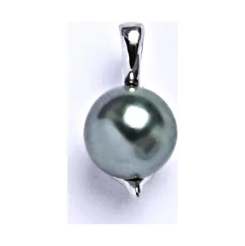 Přívěsek Stříbrný přívěšek s umělou četnozelenou perlou 10 mm,přívěšek ze stříbra P 1215