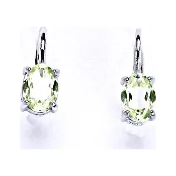 Náušnice Stříbrné náušnice na patent se zirkonem chryzolit 7x5 mm, NK 1246