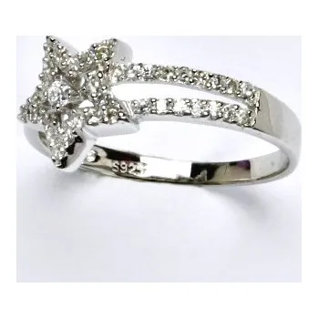 Prsten Stříbrný prsten s čirými zirkony, prsten ze stříbra, 2,10 g
