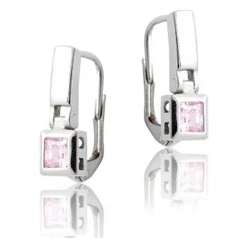 Náušnice Stříbrné náušnice se zirkony růžové barvy-VE 183