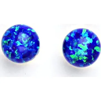 Náušnice Stříbrné náušnice, tmavě modrý syntetický opál, náušnice s opálem, NŠ 1298