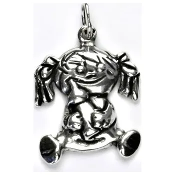 Přívěsek Stříbrný přívěsek, holčička s patinou, přívěsek ze stříbra, dívenka, P 418