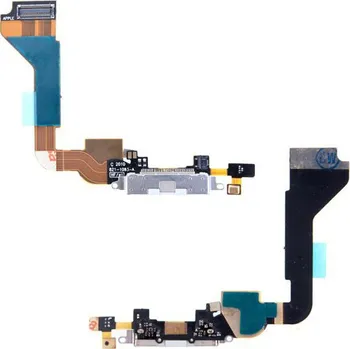 Flex kabel s napájecím a datovým konektorem + SMD mikrofon pro Apple iPhone 4 - bílý - kvalita A+