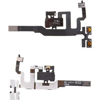 Flex kabel s audio jackem, přepínačem mute, ovládáním volume a vrchním mikrofonem pro Apple iPhone 4S - černý - kvalita A+