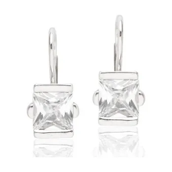 Náušnice Stříbrné náušnice se zirkony bílé barvy-VE 182