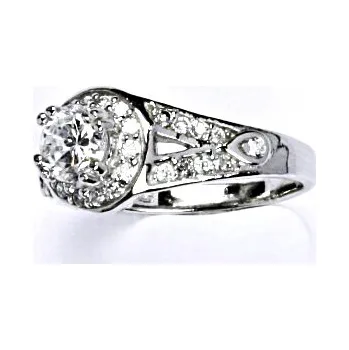 Prsten Stříbrný prsten s čirými zirkony, prstýnek ze stříbra vel. 52