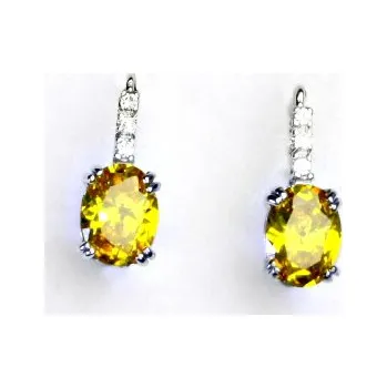 Náušnice Stříbrné náušnice s čirými zirkony a žlutým zirkonem, VE 8