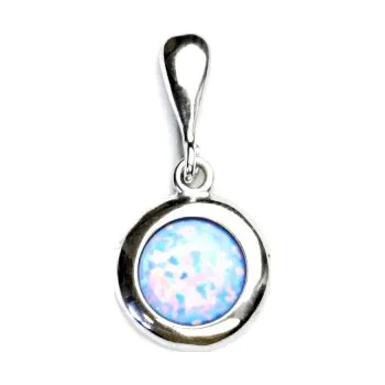 Přívěsek Stříbrný přívěsek, syntetický světle modrý opál, přívěsek s opálem, P 1472