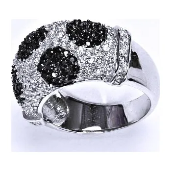 Prsten Stříbrný prsten s čirými a černými zirkony, prsten ze stříbra, 8,63 g