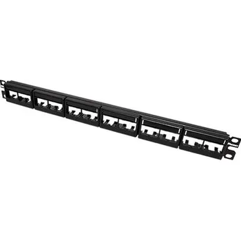 Patch panel Panduit Patchpanel pro 24 modulů MINI-COM, 1U, 19", neosazený, s popisky, černý (CPPL24WBLY)