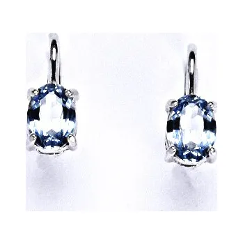Náušnice Stříbrné náušnice na patent s modrým zirkonem, barva akvamarin, 7x5 mm, NK 1246