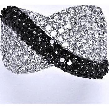 Prsten Stříbrný prsten s čirými a černými zirkony, prsten ze stříbra, 8,78 g