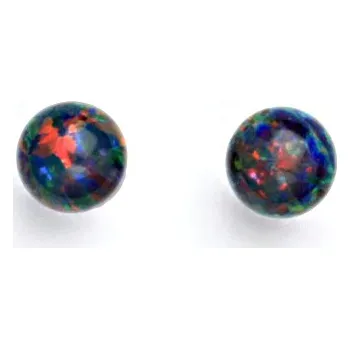 Náušnice Stříbrné náušnice, černý syntetický opál, náušnice s opálem, NŠ 1356