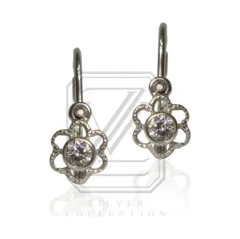 Náušnice Dětské stříbrné náušnice kytičky ,čirý zirkon - VE 197