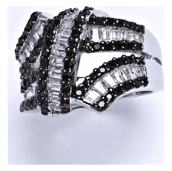 Prsten Stříbrný prsten s čirými a černými zirkony,prsten ze stříbra,váha 9,46 g