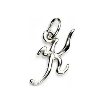 Přívěsek Stříbrný přívěsek, písmenko K, stříbrné písmeno, káčko, P 437