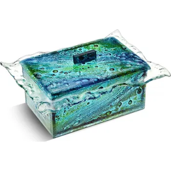 Dóza na potraviny Skleněná dóza modrozelená se skleněnou krajkou