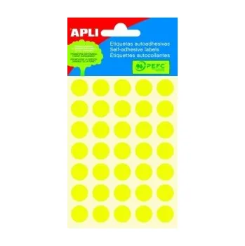 Samolepící etiketa Samolepicí kolečka APLI barevná - ? 13 mm / 175 etiket / žlutá