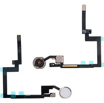 Náhradní kryt pro mobilní telefon Obvod tlačítka Home Button + připojovací flex + tlačítko Home Button pro Apple iPad mini 3 - bílé se stříbrným tlačítkem