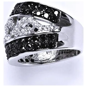 Prsten Stříbrný prsten s černými a čirými zirkony,prsten ze stříbra,váha 9,33 g