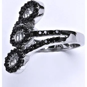 Prsten Stříbrný prsten s čirými a černými zirkony,prsten ze stříbra,váha 5,47 g