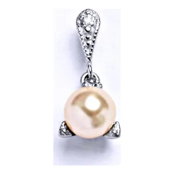 Přívěsek Stříbrný přívěšek s umělou světle lososovou perlou 8 mm,přívěšek ze stříbra P 1220/14