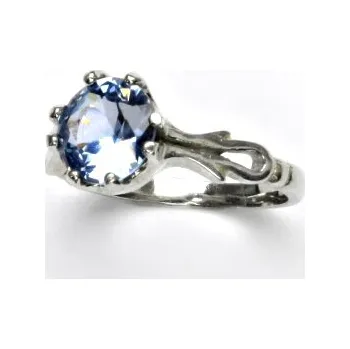 Prsten Stříbrný prsten, zirkon akvamarin, prstýnek se syntetickým akvamarinem, T 1261