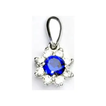 Přívěsek Stříbrný přívěsek, kytička, čiré zirkony, zirkon v barvě spinelu, VP 135