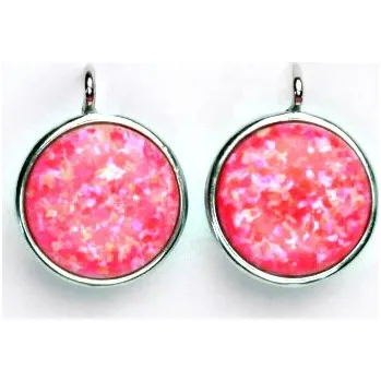 Náušnice Stříbrné náušnice, růžový syntetický opál, náušnice s opálem, NK 1372