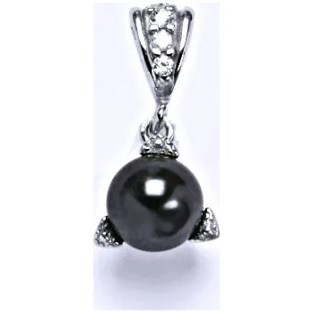 Přívěsek Stříbrný přívěšek s umělou černou perlou 8 mm,přívěšek ze stříbra P 1220/1