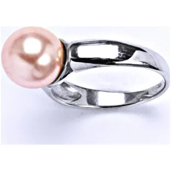 Prsten Stříbrný prsten s umělou perlou růžovou, T 1180 V