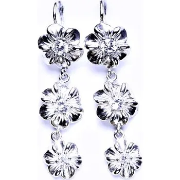 Náušnice Stříbrné náušnice s čirými zirkony, kytičky - NK 1449/1435/1436