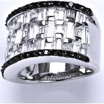Prsten Stříbrný prsten, prsten ze stříbra, syntetický čirý a černý zirkon, váha 13,7 g, vel.56,5