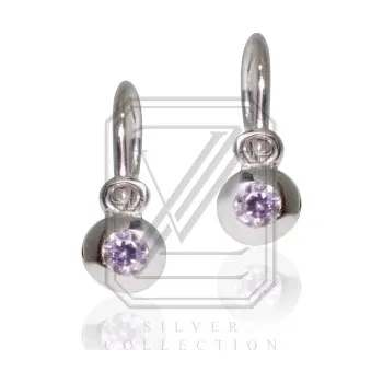 Náušnice Dětské náušnice, stříbrné se zirkony - VE178 ametyst