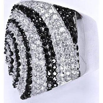 Prsten Stříbrný prsten s černými a čirými zirkony,prsten ze stříbra,váha 16,44 g