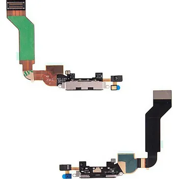 Flex kabel + mikrofon + napájecí a datový konektor pro Apple iPhone 4S - černý - kvalita A+