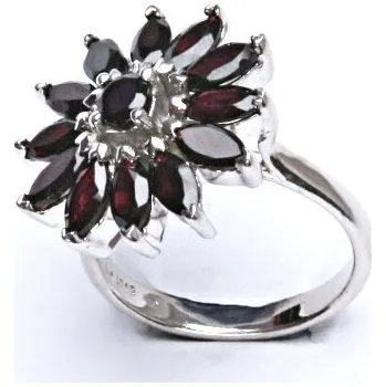 Prsten Stříbrný prsten, přírodní granát, šperky s granáty, 6,89 g , vel 56