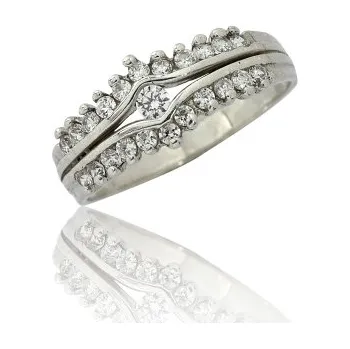 Prsten Stříbrný prsten se zirkony bílé barvy-VR 28