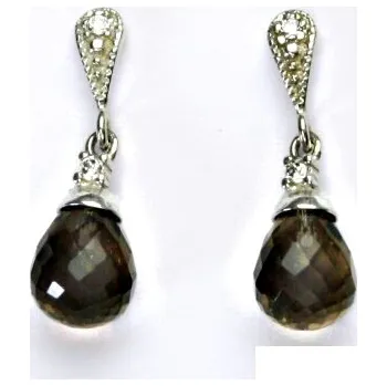 Náušnice Stříbrné náušnice, přírodní záhněda šachovnice 10x8 mm, NŠ 3/1482