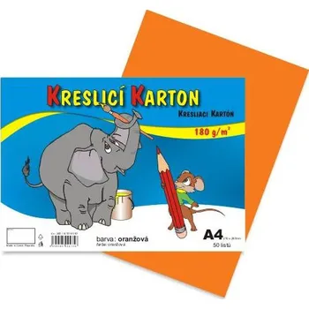 Karton Karton kreslicí A4, 180 g, oranžový, 50 ks