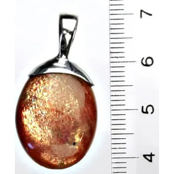 Přívěsek Stříbrný přívěsek,přírodní sluneční kámen, přívěsek se slunečním kamenem, 5,46 g