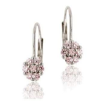Náušnice Stříbrné náušnice se zirkony růžové barvy-VE3