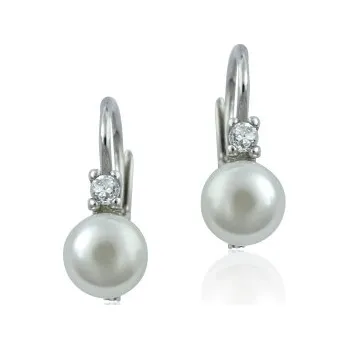 Náušnice E1243 - pp bílé Oblíbené stříbrné náušnice s přírodními perlami NK 1243 bílé 6 mm