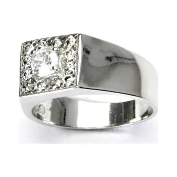 Prsten Stříbrný prsten s čirými zirkony, prstýnek ze stříbra, vel. 55