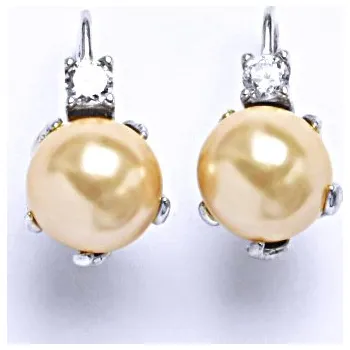 Náušnice Stříbrné náušnice, umělá světle lososová perla, NK 1190