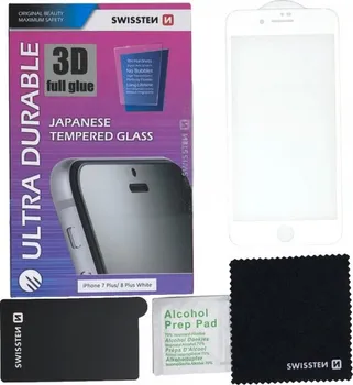 Swissten Ultra Durable 3D tvrzené sklo pro iPhone 8 Plus 7 / Plus bílá