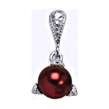 Přívěsek Stříbrný přívěšek s vínovou perlou 8 mm,přívěšek ze stříbra P 1220/14