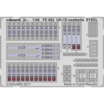 Plastikový model 1/48 UH-1D seatbelts STEEL (KITTYH)